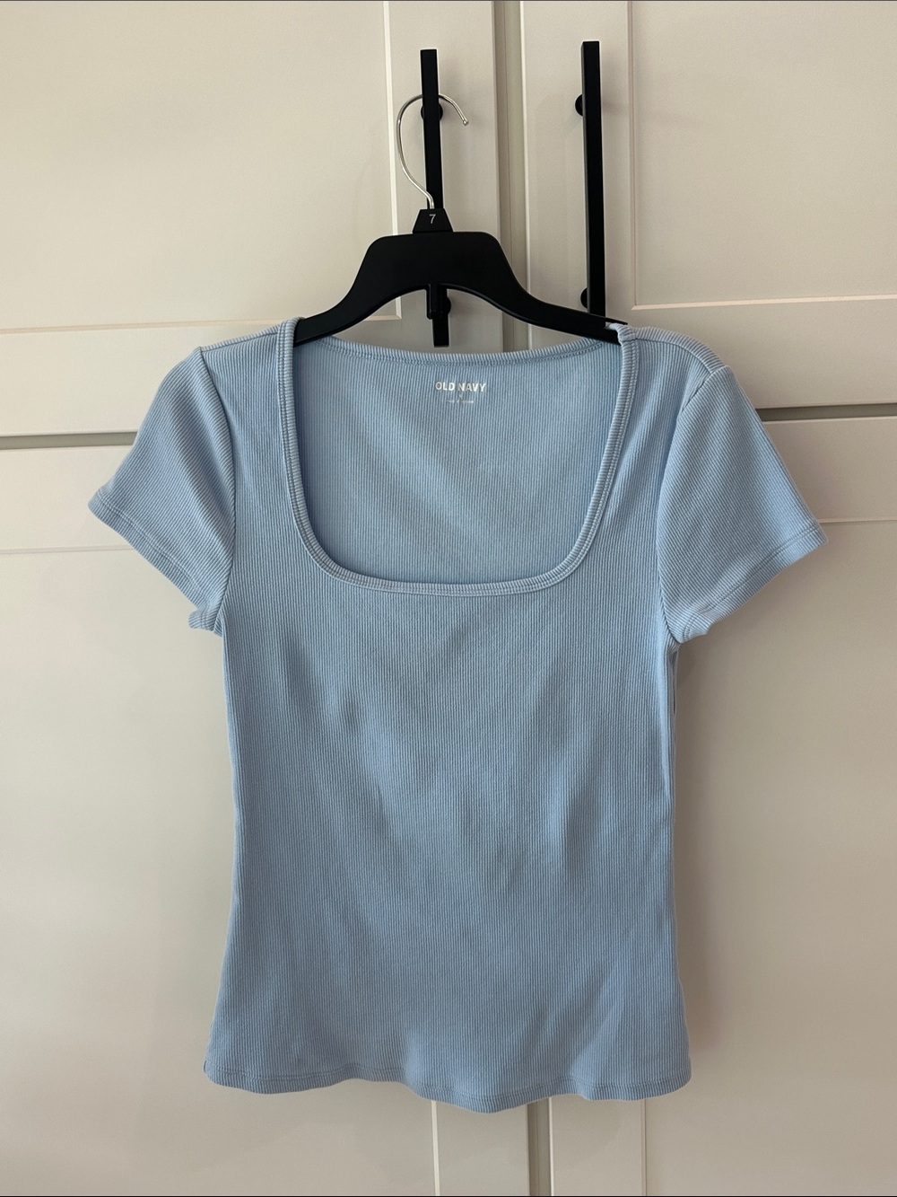 Old Navy Light Blue Square-Neck Ribbed Short-Sleeve Tee
